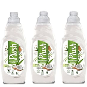 Kit 3 Lava Roupas Líquido Plush Biopower Coco - Sabão Líquido Remove manchas 1L