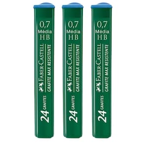 Kit 03 Tubos Grafite Técnico 0.7mm HB, 2B ou B c/ 24 Minas Cada FABER-CASTELL (Graduação à Escolher)