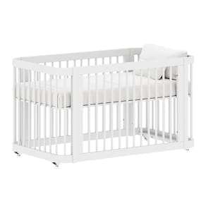 Berço 2 em 1 Evolutivo (colchão incluso) - Branco Fosco