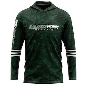 Camisa Pesca Camiseta Mar Negro Sublimada Verde Com Capuz Tamanhos Especiais