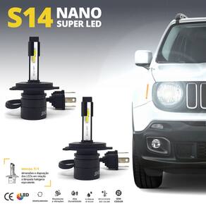 Par Lâmpadas H4 Farol Alto Baixo Corsa Classic 2012 2013 2014 2015 2016 Super Led Mini Nano 6000k Sem Adaptar Furar Tampa Shocklight S14