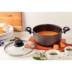 Caçarola Tramontina Paris Antiaderente Starflon Max Chumbo Com Tampa De Vidro 24 Cm 4,9 L Tramontina