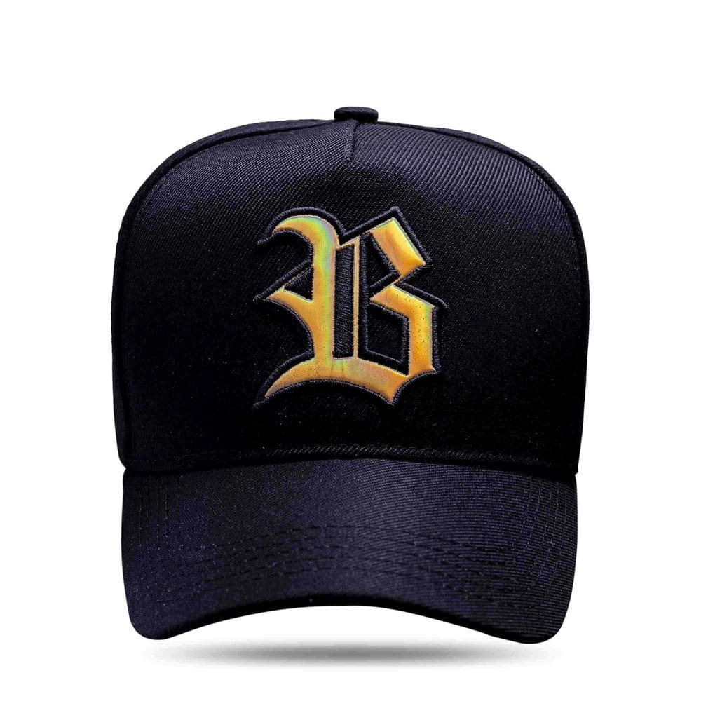 Boné BLCK Brasil Aba Curva Snapback Logo Holografic Dourado