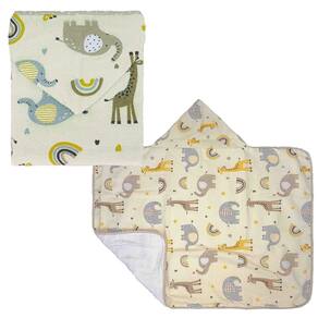 Toalha Banho Infantil Estampada Com Capuz Forro De Fralda 68cm x 68cm - Bublim Baby