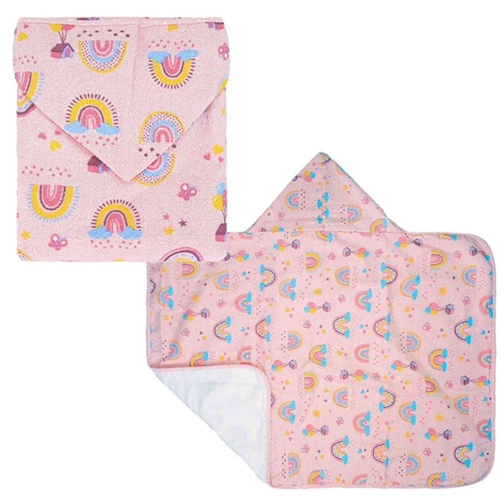 Toalha Banho Infantil Estampada Com Capuz Forro De Fralda 68cm x 68cm - Bublim Baby