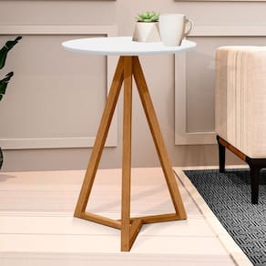 Mesa de Canto Classic Branco/Nature - Tebarrot