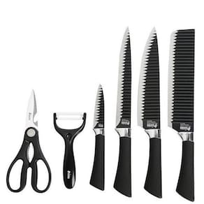Kit 4 Facas + Tesoura + Descascador Preto |