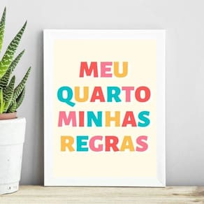 Quadro Meu Quarto Minhas Regras 33X24Cm - Com Vidro