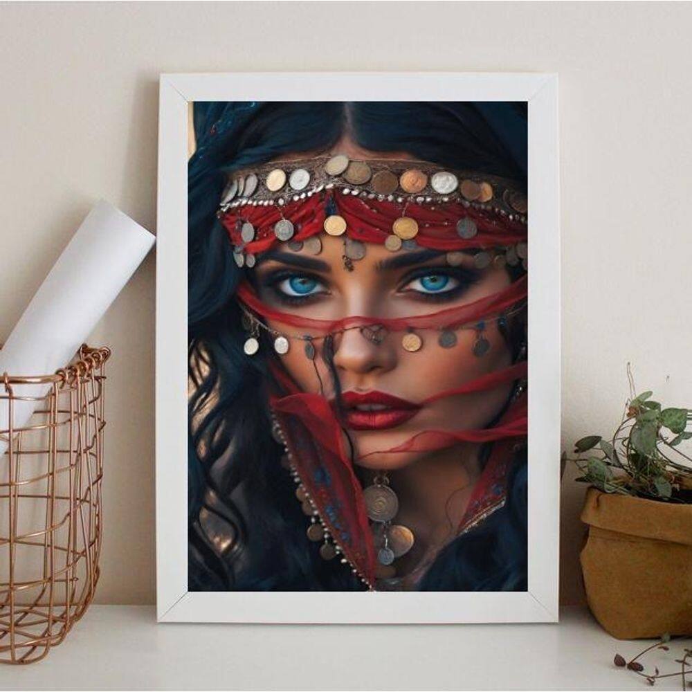 Quadro Decorativo Cigana - Olhar 24X18Cm - Com Vidro