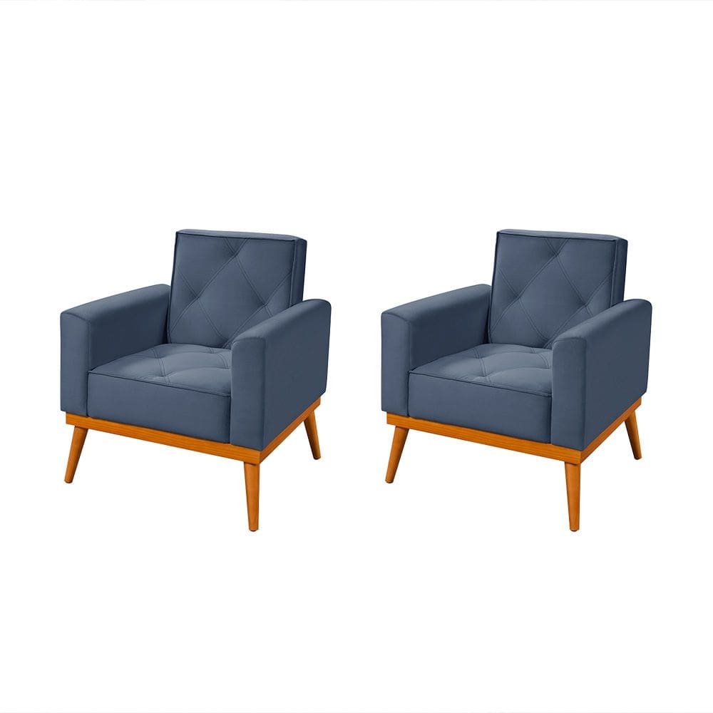 Kit 2 Poltronas em Veludo Florença Denin