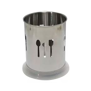 Escorredor Porta Talher Inox Com Base Plastica Redondo 15X10