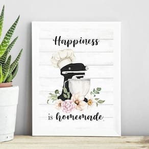 Quadro Para Cozinha - Batedeira Happiness 45X34Cm