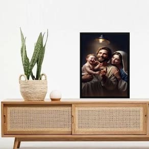 Quadro Decorativo Sagrada Família Feliz 45X34Cm