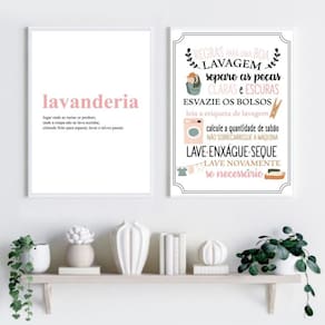 Kit 2 Quadros Lavanderia Soft - Rosa 33X24Cm