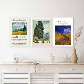 Kit 3 Quadros Paisagens De Van Gogh 33X24Cm