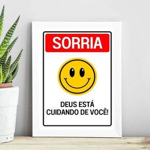Quadro Cristão Sorria - Jesus Te Ama 33X24Cm - Com Vidro