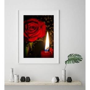 Quadro Umbanda Vela E Rosa Vermelha - 60X48Cm