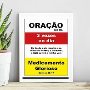 Quadro Cristão - Remédio Oração 33X24Cm
