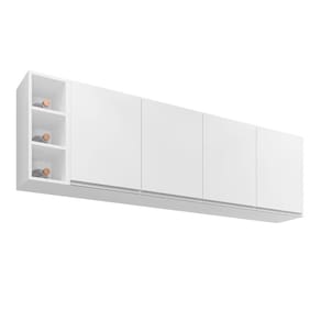 Armário Lavinia com Nicho Garrafeiro Cozinha 160cm Branco - Vallisa Decor