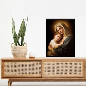 Quadro Maria E Menino Jesus Iluminados 33X24Cm - Com Vidro