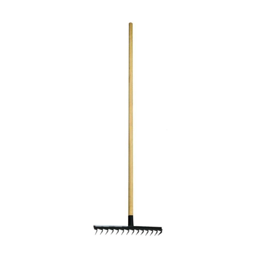Ancinho 14 Dentes Aço Carbono Cabo Madeira Pra Limpeza 125cm
