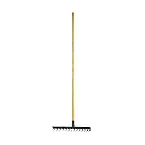 Ancinho 12 Dentes Aço Carbono Cabo Madeira Pra Limpeza 125cm