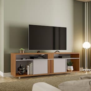 Rack para TV até 70 Polegadas 2 Portas 180cm Esparta Notável Freijó/Off-White