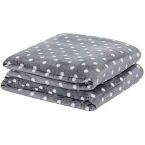 Manta Solteiro Petit Poa Flannel Microfibra 1 Peça - Cinza