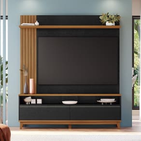 Estante Home Para TV até 65 Polegadas 162cm 2 Portas Flórida Notável Preto/Freijó