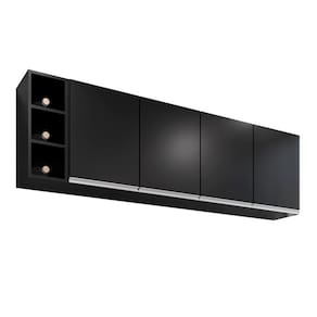 Aéreo Lavinia com Nicho Garrafeiro 160cm Para Cozinha Preto - Vallisa Decor