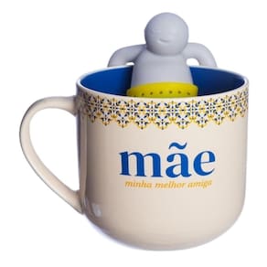 Caneca Com Infusor Mãe Azulejo 10025684 350Ml Zonacriativa