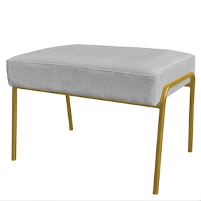 Puff Decorativo Ariel Ferro Base Gold Veludo Cinza - Montanaris Decor