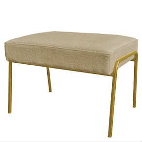 Puff Decorativo Ariel Ferro Base Gold Veludo Cappuccino - Montanaris Decor