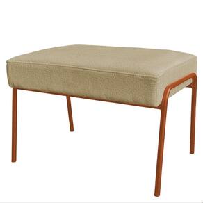 Puff Decorativo Ariel Ferro Base Bronze Veludo Cappuccino - Montanaris Decor