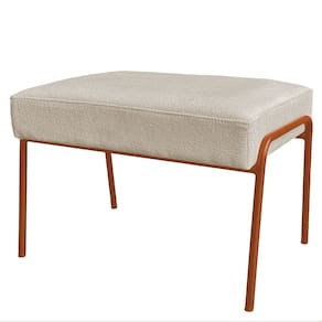 Puff Decorativo Ariel Ferro Base Bronze Veludo Bege - Montanaris Decor