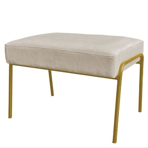 Puff Decorativo Ariel Ferro Base Gold Veludo Bege - Montanaris Decor