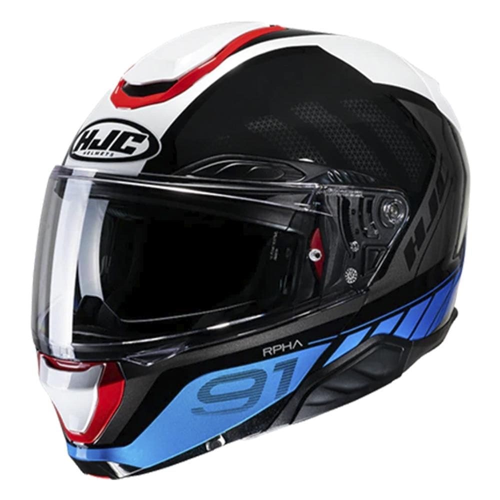 Capacete Hjc Rpha 91 Rafino Preto Branco Azul E Vermelho 58 [F016]