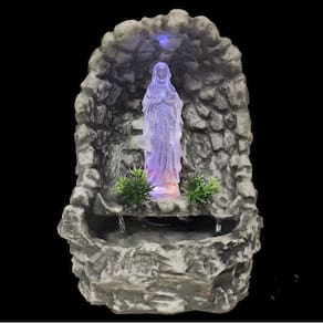 Fonte de água decorativa lurdes lourdes gruta cascata luz colorida