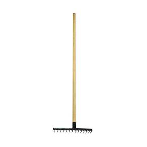 Ancinho 16 Dentes Aço Carbono Cabo Madeira Pra Limpeza 125cm