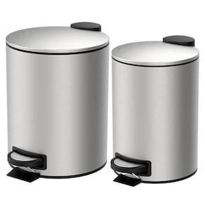 Jogo de Lixeiras para Banheiro e Cozinha Inox Com Pedal Spin 5L e 3L - Brinox 3074/100 e 3074/101