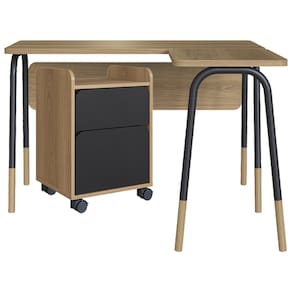 Conjunto de Escritório Mesa em L e Gaveteiro 28002X27998 Hanover Preto Artesano