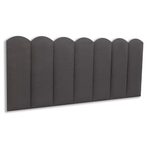 Cabeceira Casal Estofada Kit 7 Placas Nuvem - Linho Cinza Escuro