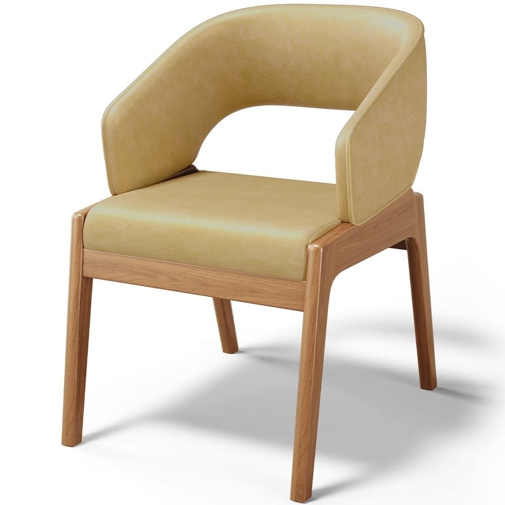 Cadeira de Jantar e Estar Living Estofada Lince L02 Couríssimo Casco Fend - Lyam Decor