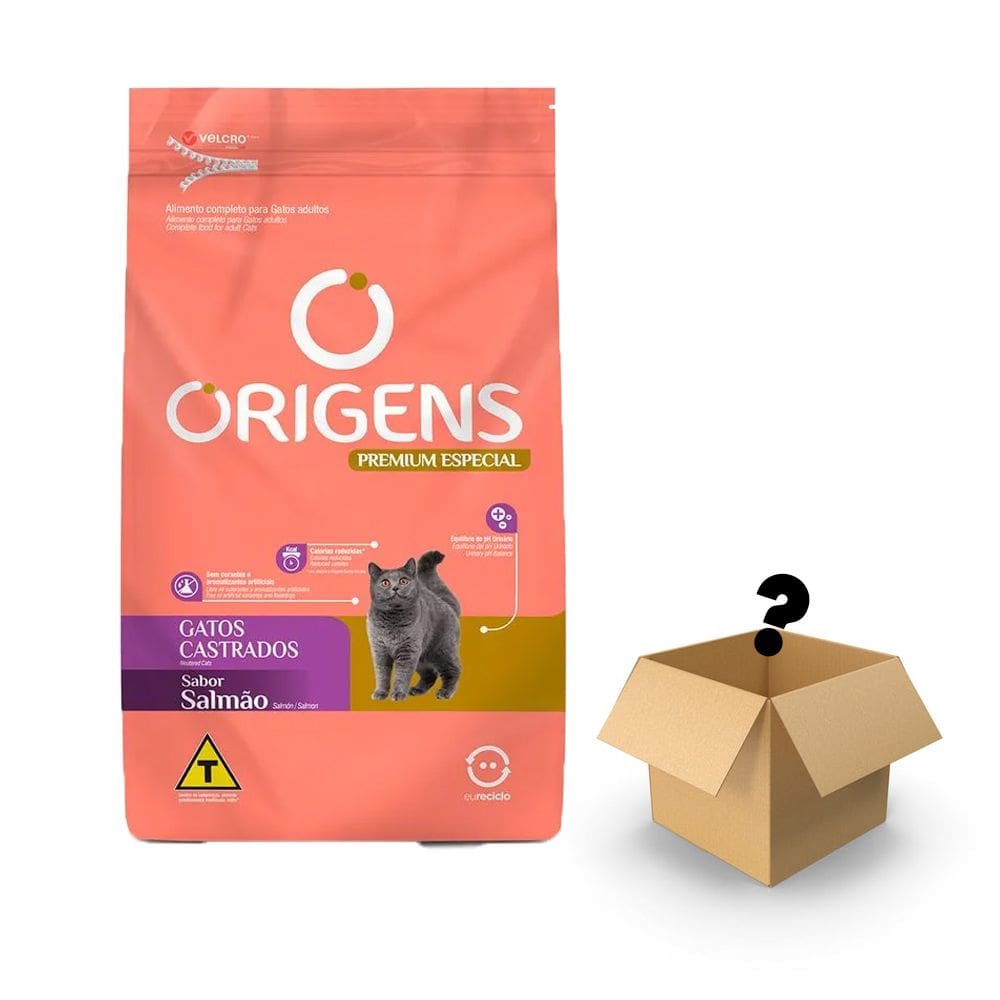 Ração Origens para Gatos Castrados sabor Salmão - 10,1kg + Surpresa