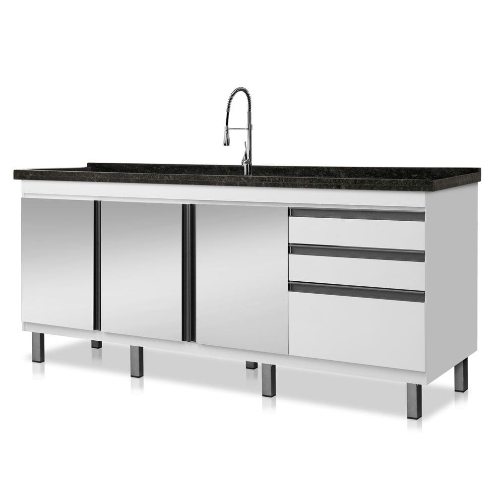 Gabinete de cozinha espelhado Vitória para pia de 1,74 m