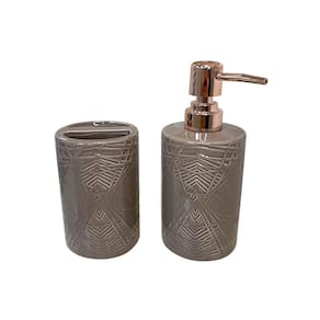 Jogo De Banheiro De Porcelana Elegante 2 Peças Marrom