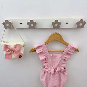 2 Cabideiros parede infantil pendurador roupas jardim Flor
