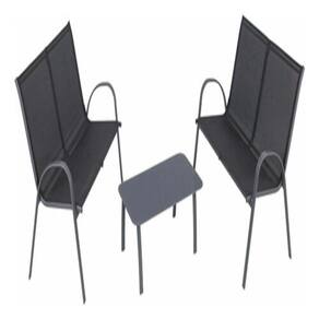 Conjunto 2 Bancos E Mesa De Centro 4 Lugares Aço E Vidro