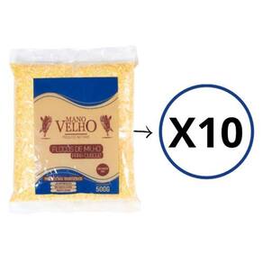 10x Flocos De Milho Para Cuscuz 100% Natural - Mano Velho 500g