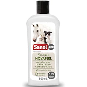 Shampoo Peróxido de Benzoila para Cachorro, Gato, Cavalo, Bactericida Seborreico Novapiel Sanol 500ml